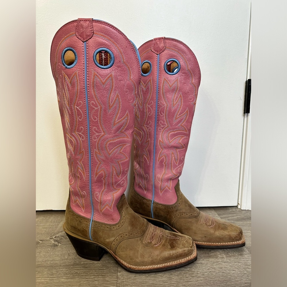 Twisted X Pink and Brown Heeled Boots with Whimsical Design